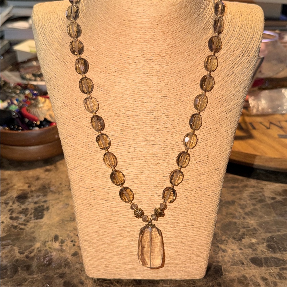 Smoky Quartz Necklace sterling silver artisan crafted adjustable